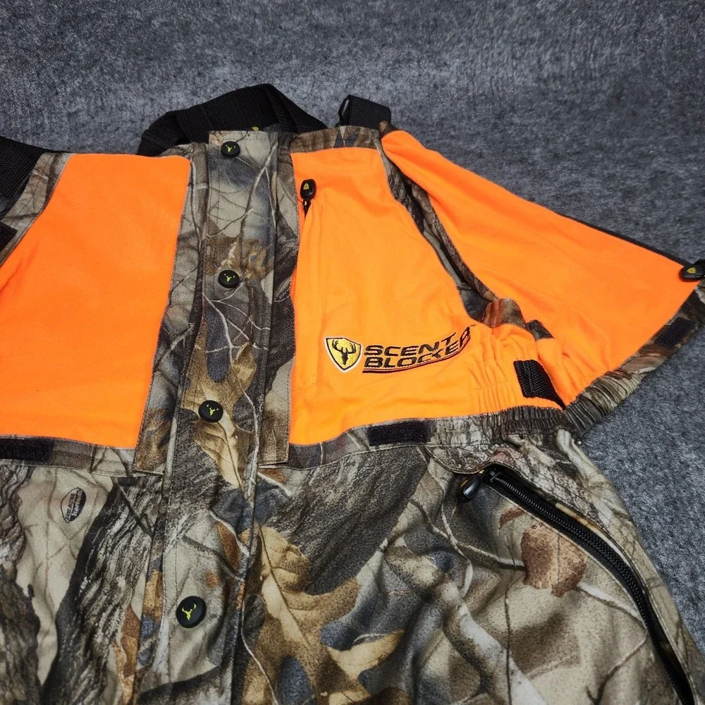 ScentBlocker Realtree Camo Blaze Orange Rainproof ProHunter Bibs Overalls XL